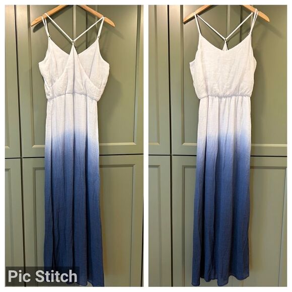 Stitch Fix Fortune + Ivy White Navy Ombré Maxi Dress - Picture 1 of 9